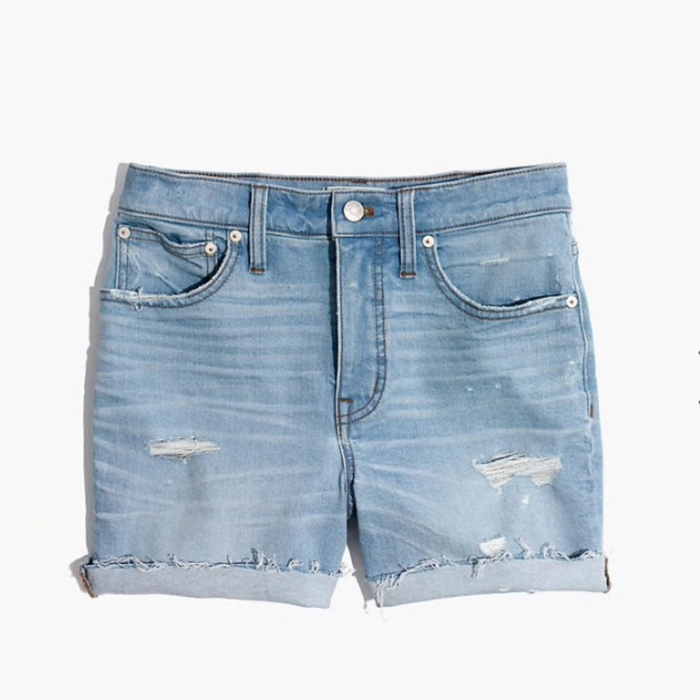 Madewell High-Rise Demin Shorts in Posey Wash
